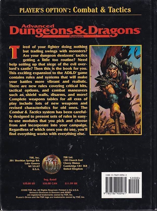 Advanced Dungeons & Dragons Players Option Combat & Tactics (Genbrug)